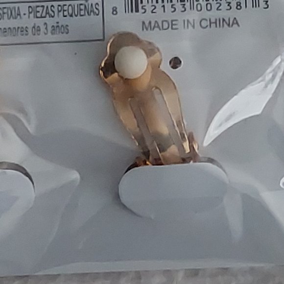 Gold Tone Rhinestone Clip-On Earrings - Picture 6 of 6